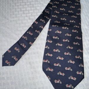 Vintage Motorcycle Patterned Navy Tie